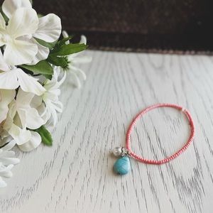 Coral Beaded Anklet